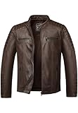 Amaci&Sons Herren Echtleder Jacke Biker Zipper Lederjacke 9104 Dunkelbraun M