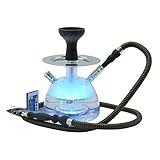 Shisha Komplett Set mit allem - Kitosun Bubble Acryl Shisha mit Zubehör Waschbaren Schlauch Ton Kopf Kamin Holzkohlehalter Kohlezangen Magisches LED-Licht für besseres Shisha Hookah Narguile Rauchen