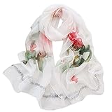 Chiffon Schal Damen Stola Halstuch Tuch für Sommer Winter Ganzjährig Schals & Tücher Damen Lange Schals Blume Muster Soft Wrap