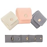 Mini-Reise-Schmucktasche, Schmuck-Organizer, Mini-Tasche, faltbare Schmucktasche, tragbare Mikrofaser-Ledertasche für Ringe, Ohrringe, Halsketten unterwegs (3 Stück)