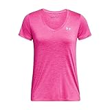 Under Armour Damen Tech-T-Shirt mit V-Ausschnitt, kurzärmelig, Rose, XL