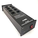 WAudio HiFi Netzfilter W-4000B, 8 Mehrfach Steckdosen mit Überspannungsschutz und Phasenlicht, Schwarz