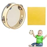 Tambourine, Trommel, Tamburin, Tambourine Baby, Tambourine Kinder mit Jingles, Tamburin Hölz Handtrommel mit Reinigungstuch, Tamburin Instrument für Tanzparty, Kinderspiele, Gesangsbegleitung