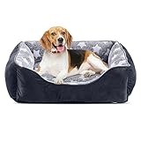 FURTIME Hundebett Kleine Hunde Hundekorb Waschbar Hundekörbchen rutschfeste Hundebetten Flauschig Hundematratze mit Erhöhte Ränder Weiches Hundesofa für Hunde Katze S(51x48x18cm) Schwarz/Sterne