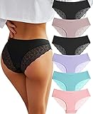 BeReady Spitze Damen Unterwäsche Seamless Slips Damen V Taille Spitzen Nahtlose Hipster Unterhosen Mehrpack 6er Pack