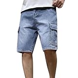 Cargo Shorts Herren Baumwolle Hip Hop Denim Shorts Baggy Bermudashorts Vintage Jeanshorts Straßentanz Hosen Skateboard Hose Cargoshorts Motorrad Loose Fit Cropped Arbeit Jeans Activewearshorts