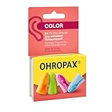 OHROPAX Color Ohrstöpsel – IN-Ohr-Stöpsel aus weichem Schaumstoff – besonders komfortabel, auch bei langem Tragen – Schalldämmwert SNR 35 dB – ideal für Party, Event und Auszeit – 8 Stück