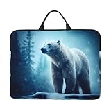 POEZJZW Snow Bear King Laptop-Hülle, 35,6 cm (14 Zoll) Laptophülle, Computer-Tragetasche für 14-Zoll-Notebooks, Schwarz , Einheitsgröße