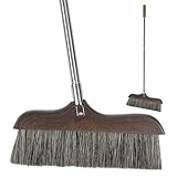 Healeved Holz Besen mit Langem Stiel und Natürlichen Borsten Haushalts Bodenwischer für Innenräume Anti Statik Kehrbesen mit Abgeschrägten Borsten und Aufhängeloch Zimmerreinigungsgerät