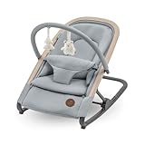 Maxi-Cosi Kori 2-in-1 Baby wipstoel met speelgoedboog, 0-2 jaar, tot 15 kg, Baby bouncer, 3 ligstanden met één hand, Easy-in harnas, Lichtgewicht en compact, 2 speeltjes, Beyond Grey