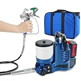 zxmeimm Farbsprühsystem, 500W Lackierpistole Elektrisch,1.1L Verstellbarem Farbfluss farbsprühpistole für Zäune, Schränke, Wände, Decken, Möbel Onebattery