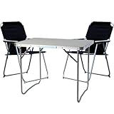 Mojawo 3tlg. Campingmöbel Set Alu Camping L70xB50xH59cm 1x Campingtisch mit Tragegriff + 2 Campingstühle schwarz Stoff Oxfort