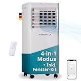 Könighaus Smarte Mobile Klimaanlage | Schnell & Effizient (A) | 4-in-1: Kühlung + Entfeuchter + Ventilator + Luftreiniger | Steuerung per Fernbedienung & Alexa | 7000 BTU Klimagerät (2,1 kW)