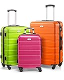 Koffer-Set, Hartschalen-Gepäck-Set mit Spinnrollen, TSA-Schloss, 50,8 cm, 61 cm, 71,1 cm, Reisekoffer-Sets, Orange/Grün/Rot, 3-Piece Set(28in24in20in)