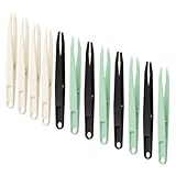 FUTUREORYY 12 Stück Präzises ABS Pinzetten Flach Spitz mit Rutschfestem Griff für Bastelarbeiten Schmuckherstellung Elektronik