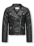 ONLY Mädchen Konfreya Faux Leather Biker Otw Noos Kunstlederjacke, Schwarz, 134 EU