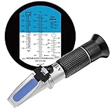 HHTEC 4-in-1 Frostschutz Refraktometer Ethylenglykol(G11,G12), Propylenglykol(G13), für Gefrierpunkt von Kühlwasser, Scheibenwasser, AdBlue, Batterie, Diesel exhaust fluid (DEF)