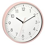 TFA Dostmann Analoge Funk-Wanduhr, 60.3550.16, höchste Genauigkeit, modern, analog, rosa Sekundenzeiger, Glasabdeckung, für Wohnzimmer, den Eingangsbereich, Geschenk, 245 x 245 x 42 mm