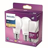 Philips LED Classic E27 Filament Lampen (100 W), matte LED Lampen mit warmweißem Licht, energiesparende LED Beleuchtung mit langer Nutzlebensdauer