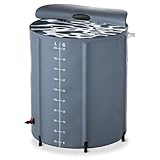 FIVMEN Regentonne 200 Liter Regenwassertonne Regenfass Faltbar Regenwassertank Wassertank Regenwasserfass PVC mit Deckel, Dunkelgrau