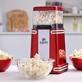 Karaca Retro Popcornmaschine Klein - Einfach zu Bedienende Heißluft Popcornmaschine für Gesunde Snacks - Ölfreie Zubereitung in 5 Minuten, Antihaftbeschichtete Popcornfläche