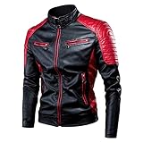 Vhersily 2025 Motorrad Jacke Herren Wasserdicht Winddicht mit Protektoren für Roller Motorrad Biker Viktorianische Weste Punk Streetwear Jacke Schmutzabweisend Wasserabweisend Herbst, rot, XXXXL