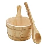 Sauna-Set aus Holz - Bucket 4L Sauna | Eimer und Holzlöffel Set | Auslaufsicheres Duschzubehör | Badezimmerwerkzeuge für Garden Hotel Outdoor Backyard Dampfhaus Access