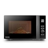 Toshiba MV-AM20T(BK) Mikrowelle/Solo-Mikrowelle/ 20 L/ 800 W/ 5 Leistungsstufen/ 12 Automatikprogramme/Emaille Innenraum/einfach zu reinigen/Auftaufunktion/Glasdrehteller (24,5 cm) /Schwarz