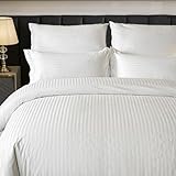 Amolavet Hotel Bettwäsche 155x220 Baumwolle Weiß 2teilig Set Bettwäsche 155x220 Mako Satin Baumwolle Damast Streifen Weiss mit Reißverschluss für Ganzjährig