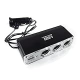 Asukohu Vielseitiger 3-Wege-Auto-Steckdosenadapter Splitter mit USB-Ladeanschluss Verlängerung Ersatz 12V/24V Triple Chargers Splitter Fahrzeug Power Car Netzteil Ladegeräte mit Steckdosen