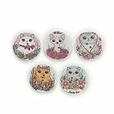 50 Stück Holzknöpfe mit Katzenmotiv, Serie „Blumendruck“, Handarbeit, Nähen, Scrapbooking, Kleidung, Basteln, Zubehör, Karte, 20–25 mm, B, 25 mm