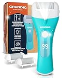 Grundig Hornhautentferner elektrisch Pro - schnell Hornhaut entfernen ohne Bücken - Premium Akku Hornhaut Entferner nass + trocken mit Arbeitslicht, 3 Fuß Rollen, wiederaufladbar (Hornhautentferner)