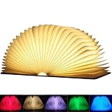 EasyULT Hölzerne Faltende Buch Lampe, Mini LED Buchlampe Stimmungslicht Dekorative Buch Lampe Farbwechseln, 360° Faltbar Deko Lampen Buchformig Nachtlicht, Ideal für Geschenk (6 Modes)