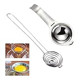 Fhioevt 2 Stück Eigelbtrenner Eiertrenner Edelstahl Eitrennhilfe Eiweiß Trenner mit Griffen Eidotter-Trenner Spülmaschinenfreundlich Egg Separator für Küche Backwerkzeug Eiweißtrenner (2 Versionen)