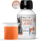TESTURTEIL SEHR GUT 2025 ReaVET Lachsöl Katze 100ml – Reich an Omega 3 & 6, Fischöl Hunde hochdosiert I Echte Lebensmittelqualität ohne Zusätze I Frisch abgefüllt in Deutschland