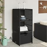 ZEYUAN Gartenschrank Schwarz 50x55x115 cm Poly Rattan, Geräteschuppen, Gerätehaus, Wetterfest, Outdoor Schrank, Gartenhausschränke, Terrassenschrank - 365547