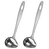 2pcs SchöPflöFfel,SoßEnlöFfel, KüChenhelfer Aus Edelstahl,Beilagensuppe,TeilöFfnungsschaufel,Mit AufhäNgungsloch,Geeignet FüR Hot Pot(Silber)