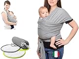 Tragetuch Baby Neugeboren (100% Made In Italy) Mit 2 Lätzchen Inklusive, Aus Bio-Baumwolle, Leicht, Atmungsaktiv, Geeignet Für Bis Zu 15 Kg