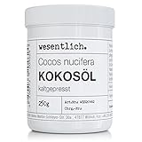 Kokosöl kaltgepresst 250g - reine Pflege für Haut und Haar - ohne Zusätze - in wiederverschließbarer Schraubdeckeldose von wesentlich.