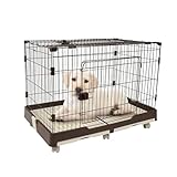 Hundekäfig Hundetransportkäfig, Hundebox mit Bodenschale, Transportkäfig Auto Rückbank, Tiertransportbox Hundetransportbox mit 6 Universalräder 99 * 62 * 75cm, Kaffee