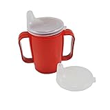 Schnabelbecher, tasse, Trinktasse mit Griff + 2 Deckel 4+12 mm, 250ml, rot Kunststoff