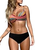 Dokotoo Damen Bikini Set Push Up Bikinis Sexy Crossover Bikini-Sets Zweiteiliger Badeanzug Bademode, Mehrfarbig, X-Groß