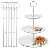mizikuu 6 PCS Etageren Stangen Set, 3 Etage Tortenständer Metallstange Etagere Bausatz Mittellochausstech Silber Hochzeitstorte Tortenhalter für Geburtstag Torte Cupcakes Macarons Donut Muffin