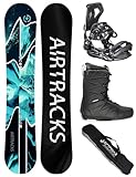 Airtracks Snowboard-Set Herren Snowboard Wide Distance Freestyle Freeride 155 - Snowboard Bindung Master - Softboots Star 41 - SB Bag