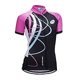 Damen Atmungsaktiv Schnelltrocknend Fahrradtrikot, Outdoor Kurzarm Radsport-Shirt, 0026, M