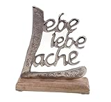 formano Schriftzug Lache Liebe Lebe aus Aluminium/Mango Holz Deko Aufsteller Tischdeko Wohndekoration (18cm)