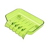 FONDOTIN Klarer Seifenhalter Mit Saugfunktion Für Badezimmer Wasserdichtes Ablagegestell Mit Saugnäpfen Für Dusche Und Waschbecken Grünes Design