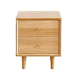 FZL02068LM Nachttisch Nachttische, Nachttischschubladen, Nachttisch, 2 Schubladen, natürliche Holzstruktur. Größe: H48 x B40 x T35 cm. Nachttische