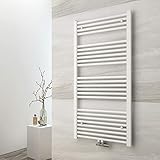 EMKE Badheizkörper 1200x600 mm, Handtuchheizkörper Mittelanschluss Badheizkörper Handtuchhalter Handtuchwärmer Handtuchtrockner Heizkörper Bad Handtuchheizung Weiß 598W