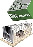 Rattenfalle Lebendfalle 30 cm Groß aus FSC® Holz - Tierfreundlich & Wiederverwendbar - Sofort Einsatzbereit - Für Ratten & Wühlmäuse